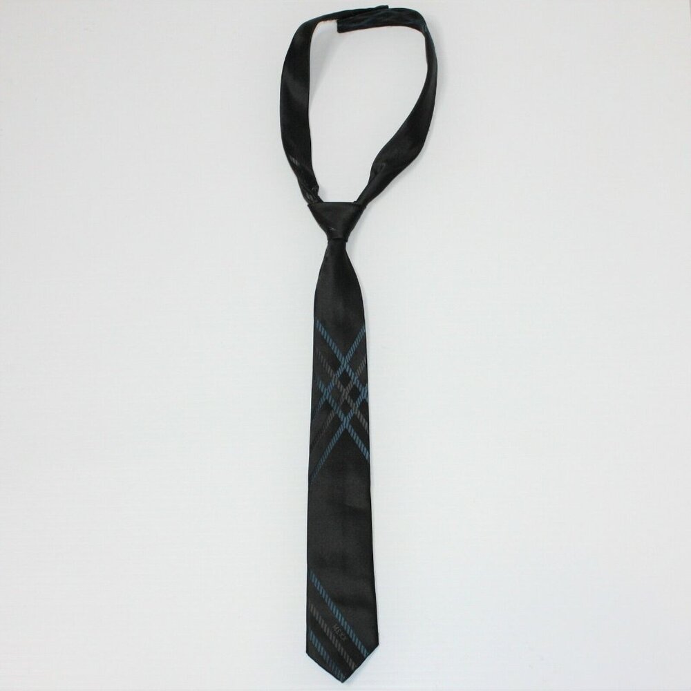 Mexx Boy's Black with Navy Accents Dress Tie Formal size 3 4 5 6 7 8 9 10 11 12